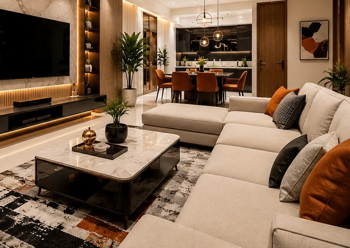 After luxury living room interior by DBuild Interiors
